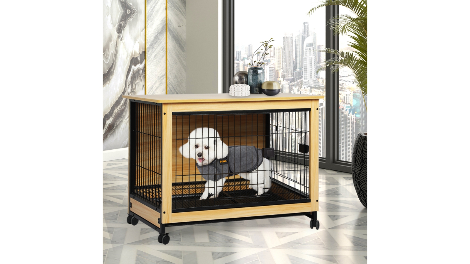 PaWz Wooden Wire Dog Kennel - Medium | Harvey Norman