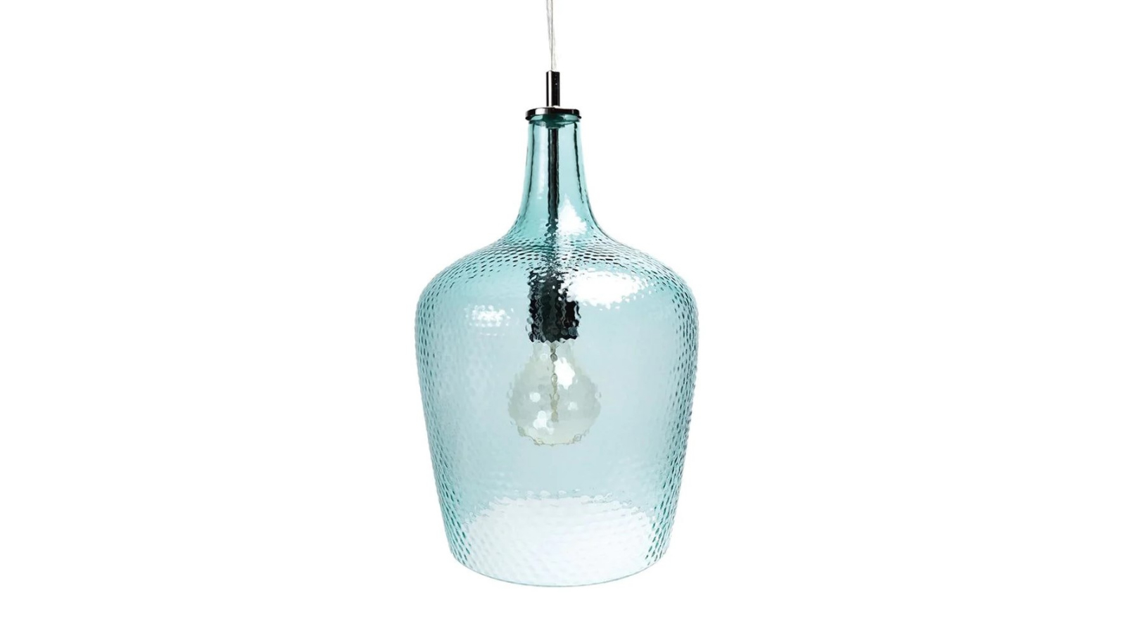 Luminea Lily Glass Hanging Pendant Lamp - Aqua Blue