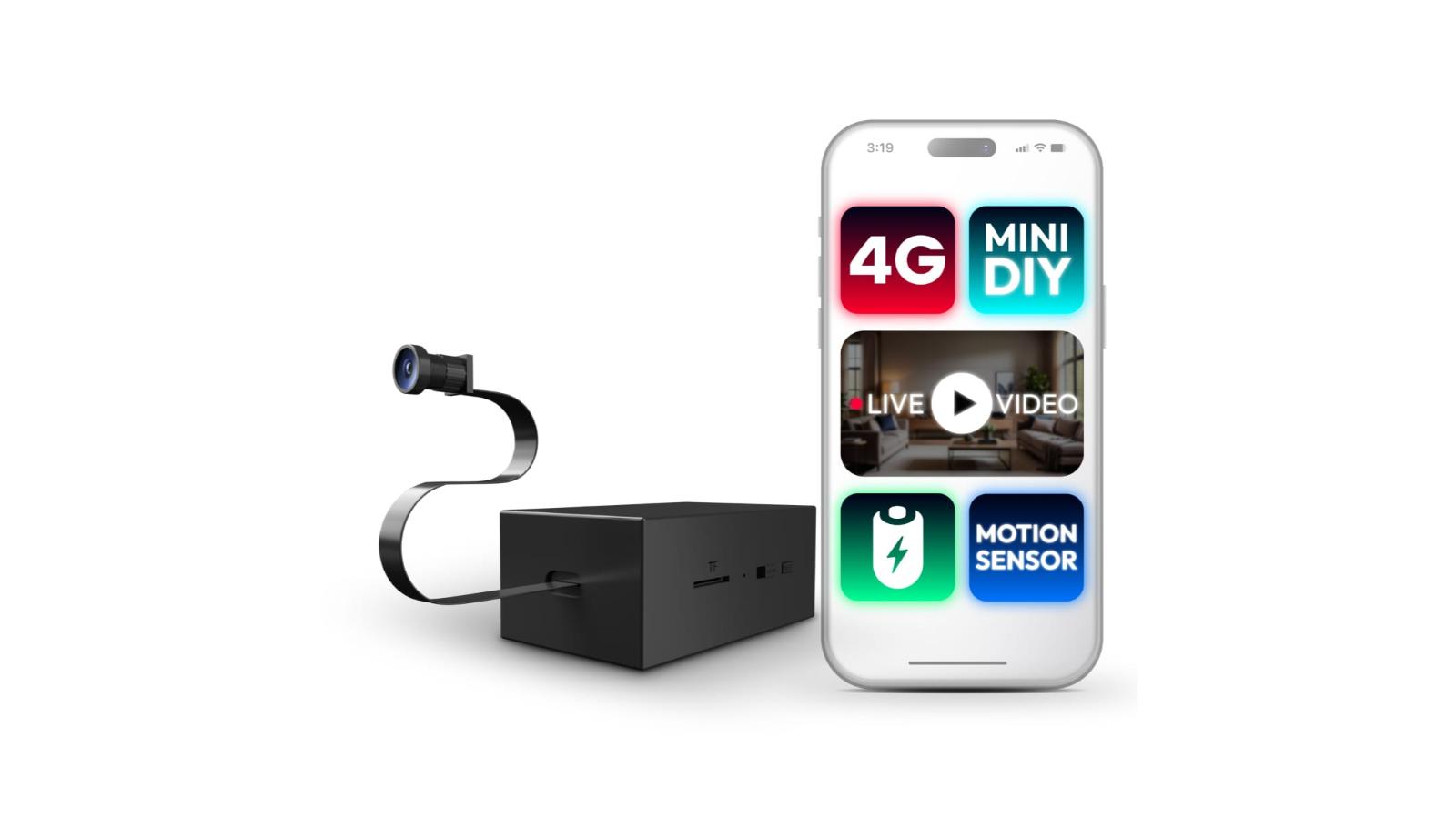 Vimel Wireless 4G Mini Security Camera with Sim Card and Phone View