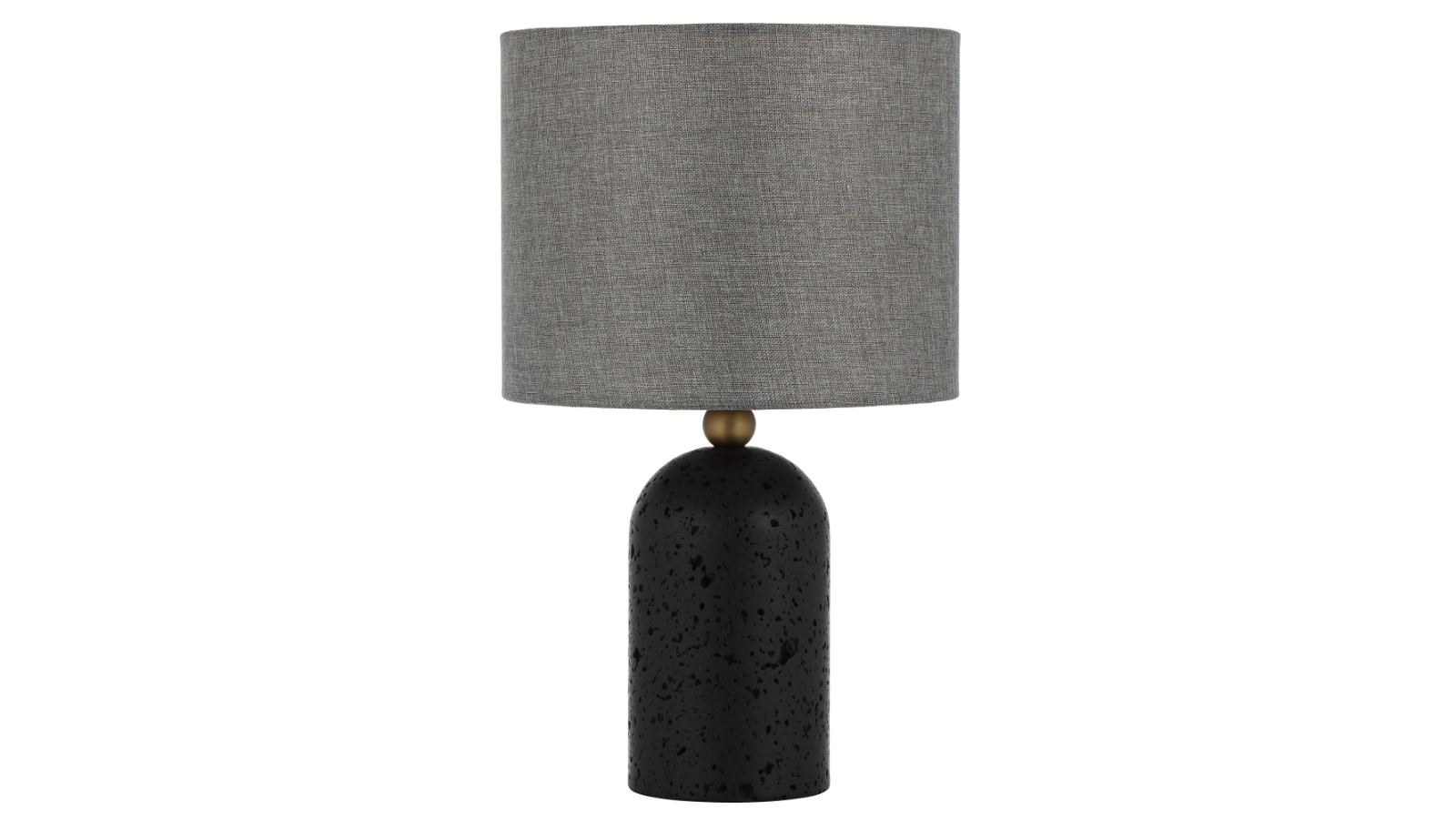 Pretty & Practical Murcia Travertine Table Lamp with Dark Brass and Grey Shade Accent - Black