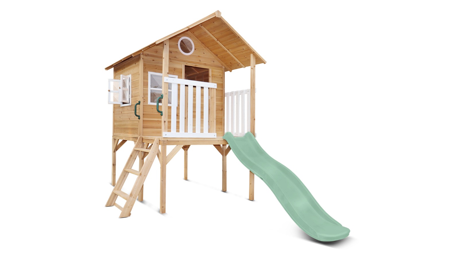 Lifespan Kids 1.8m Archie Elevated Cubby House with Slide - Pastel Green