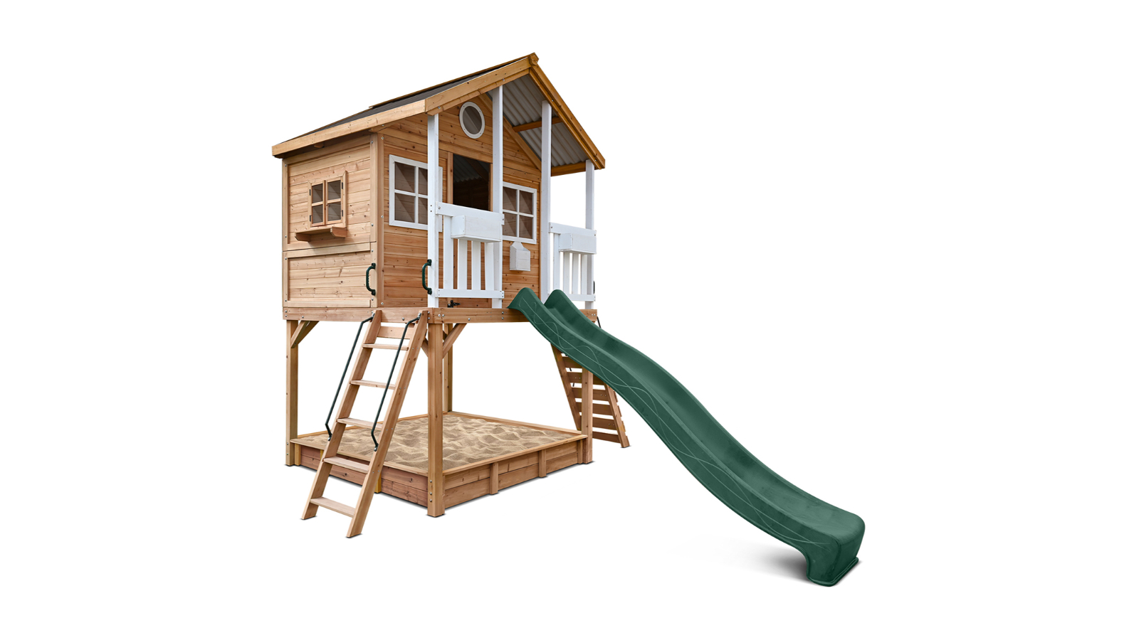 Lifespan Kids Winchester Cubby House with 1.45metre Platform and 3metre Slide - Green