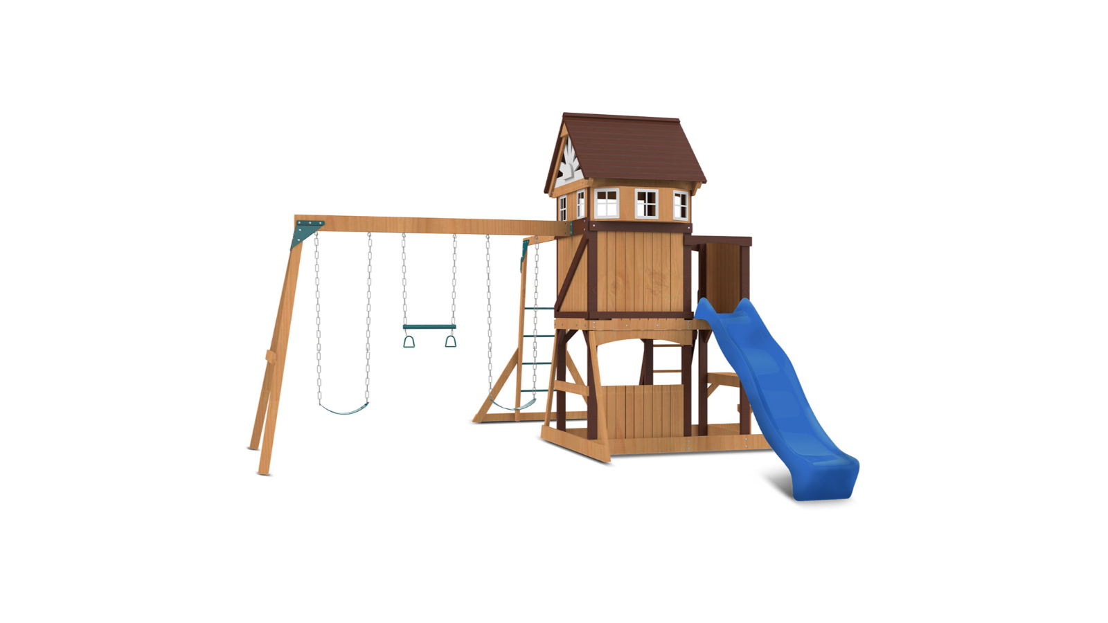 Lifespan Kids 2.2metre Meer Brook Swing Set Monkey Bars and Play Centre with Slide - Blue