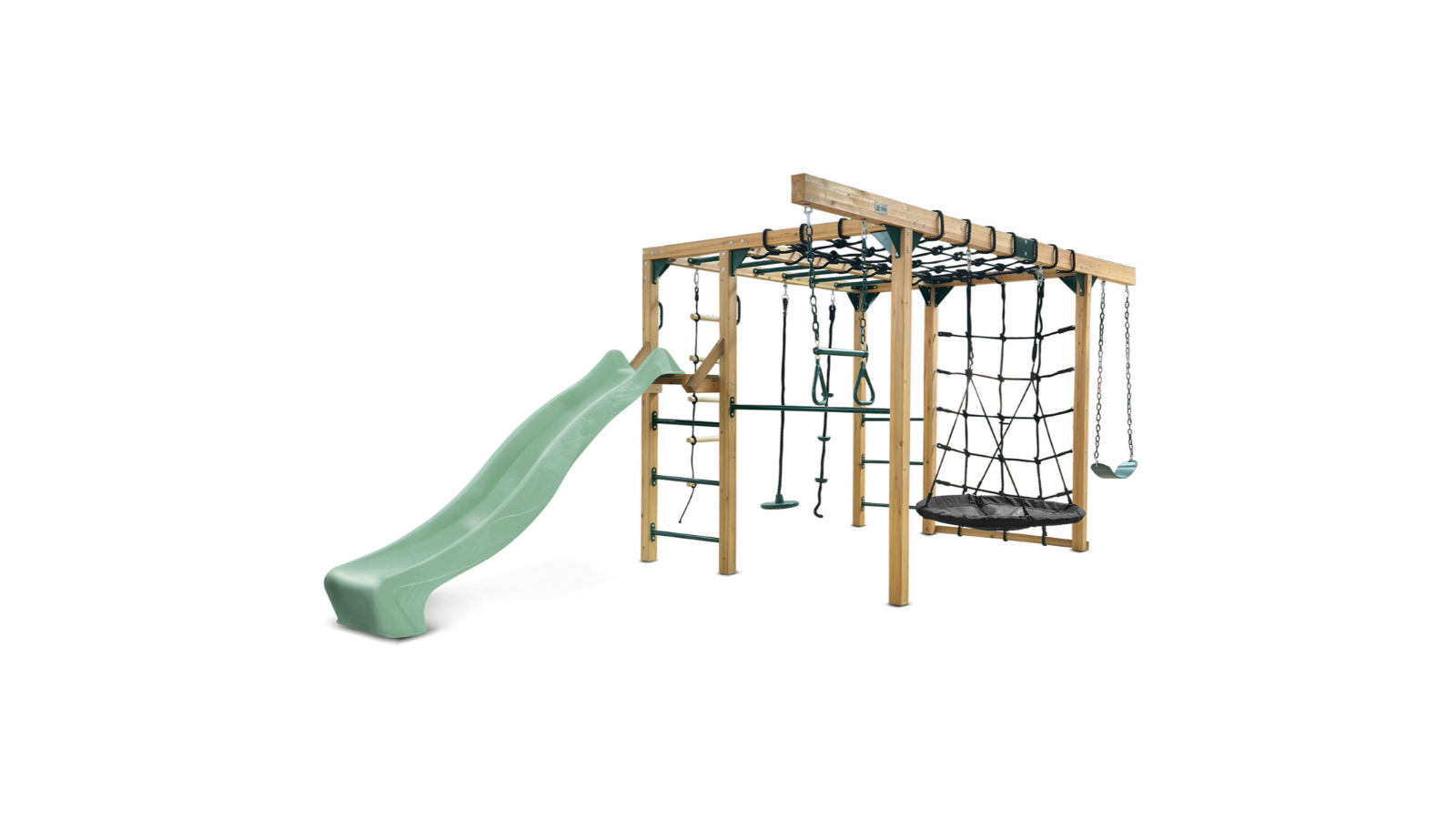 Lifespan Kids 2.2metre Orangutan Monkey Bars Jungle Climbing Frame with Slide - Pastel Green