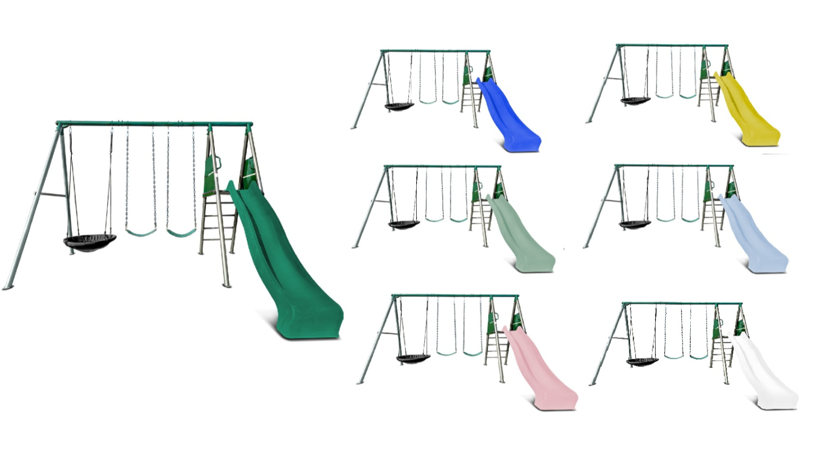 Lifespan Kids 2.2metre Europa Commercial Grade Steel Swing Set with Climb and Slide