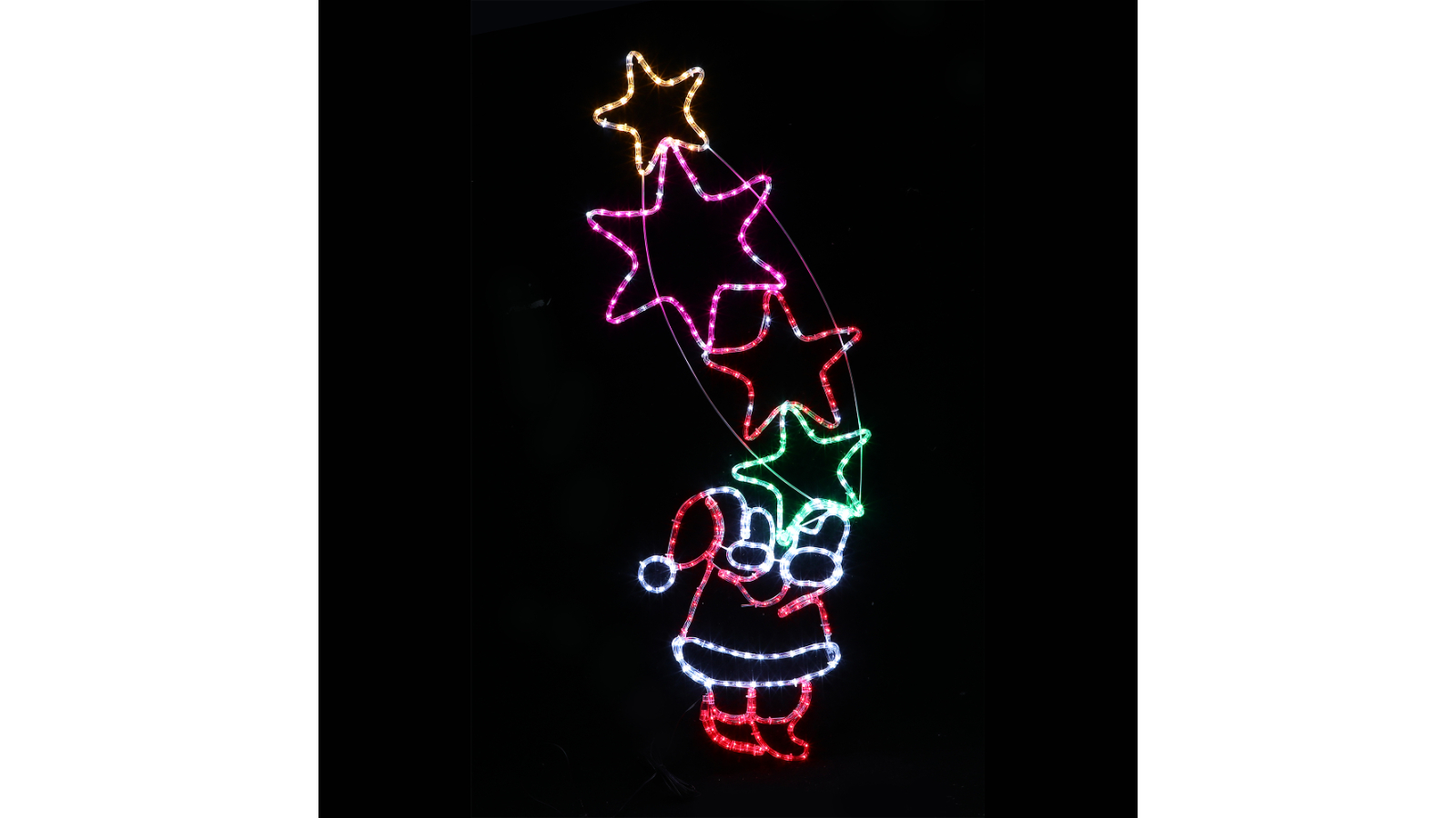 Lexi Lighting Starry Santa with Stars Rope Light Silhouette