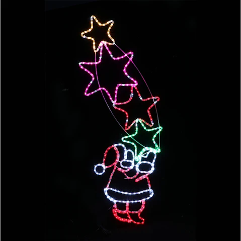 Lexi Lighting Starry Santa with Stars Rope Light Silhouette