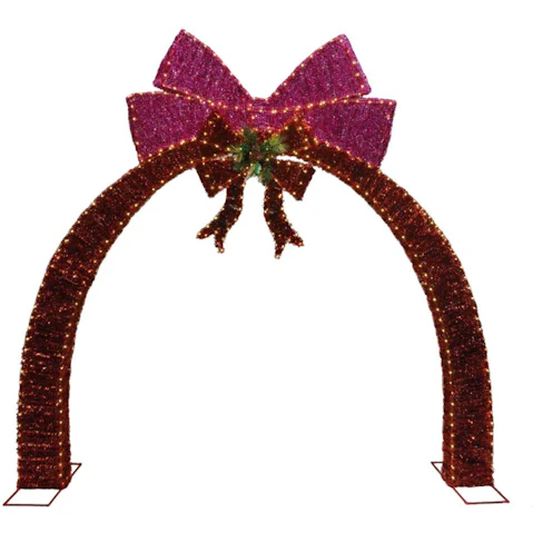 Lexi Lighting LED Tinsel Pink/Red Twin-Bow Arched Door