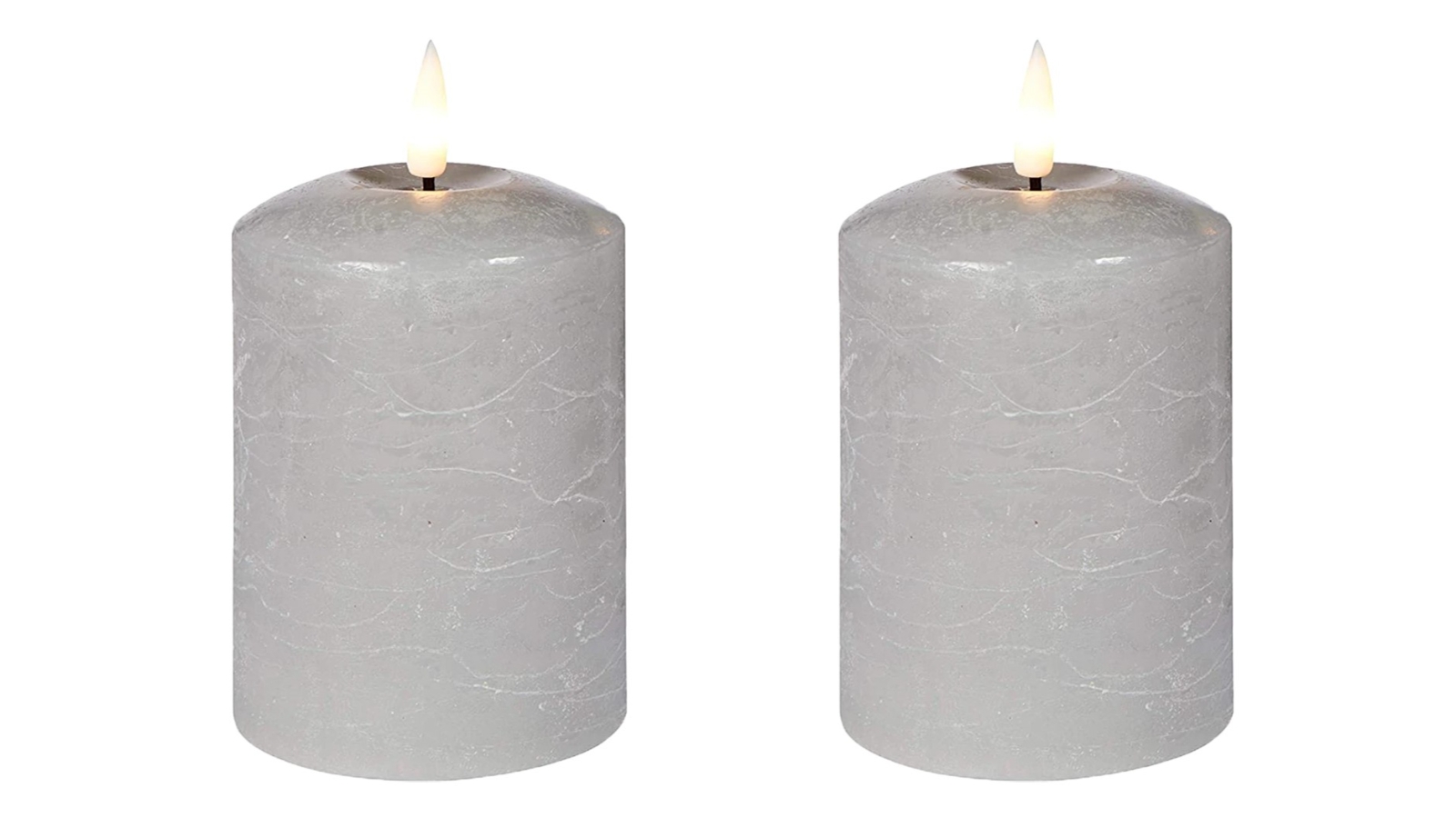 Lexi Lighting Set of 2 13.5cm LED Wax Pillar Candle - Grey