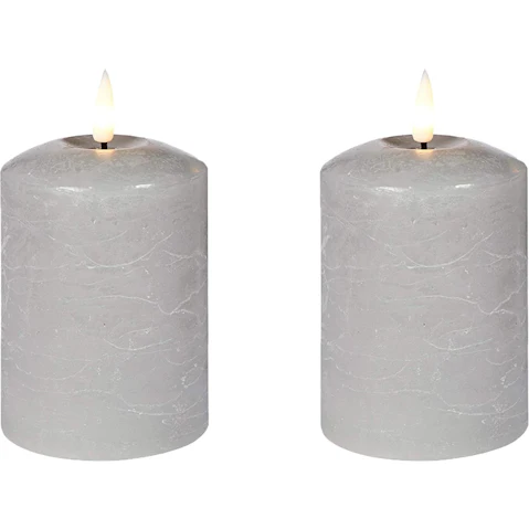 Lexi Lighting Set of 2 13.5cm LED Wax Pillar Candle - Grey