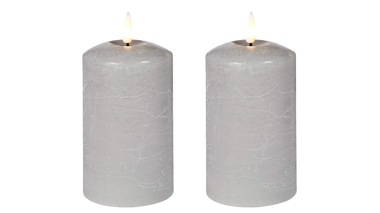 Lexi Lighting Set of 2 18cm LED Wax Pillar Candle - Grey