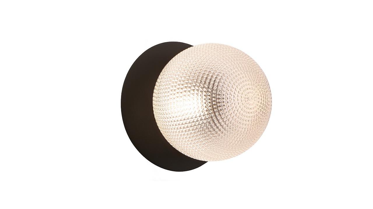 Lexi Lighting Odessa Diamond Cut Glass Warm White LED Wall Light with Black Base - Small