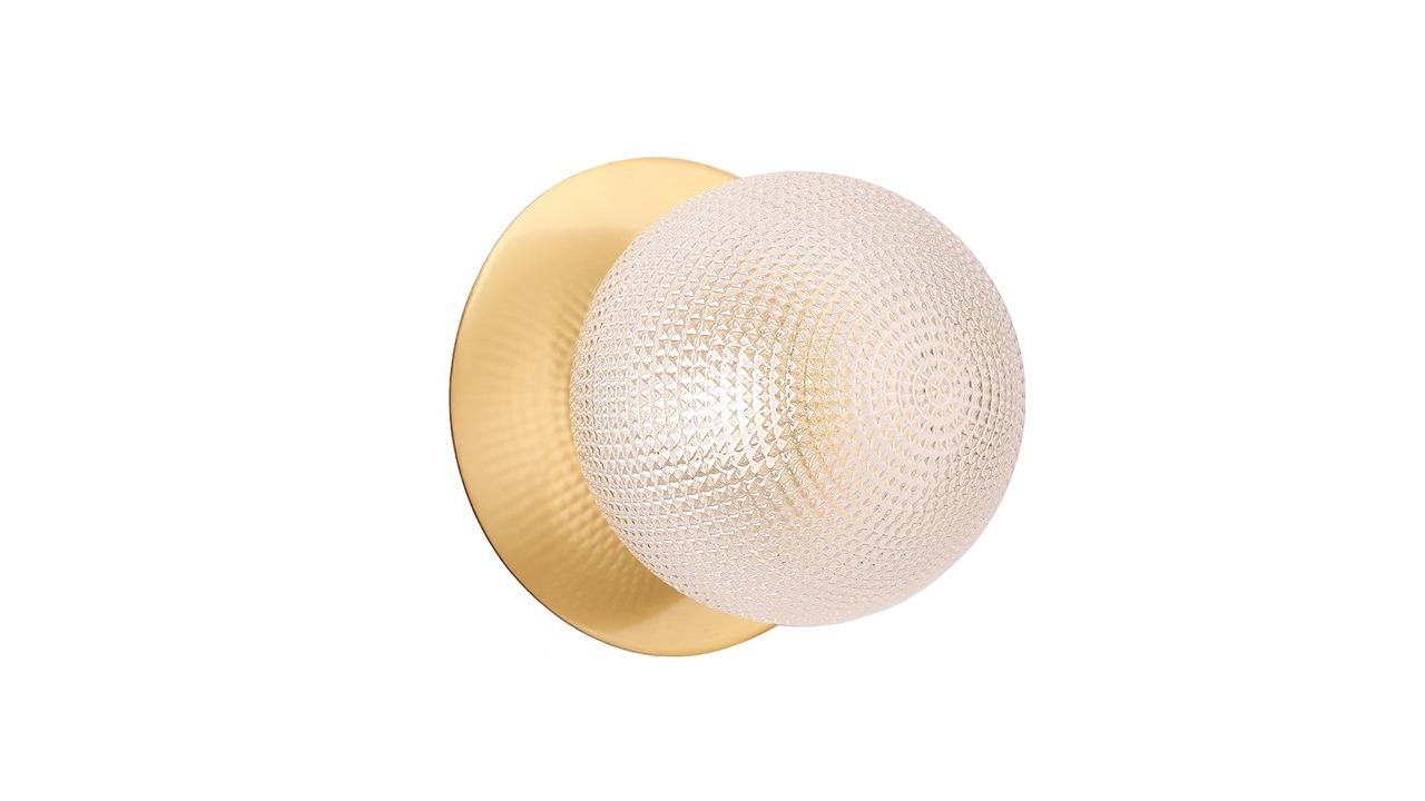 Lexi Lighting Odessa Diamond Cut Glass Warm White LED Wall Light with Brass Base - Small
