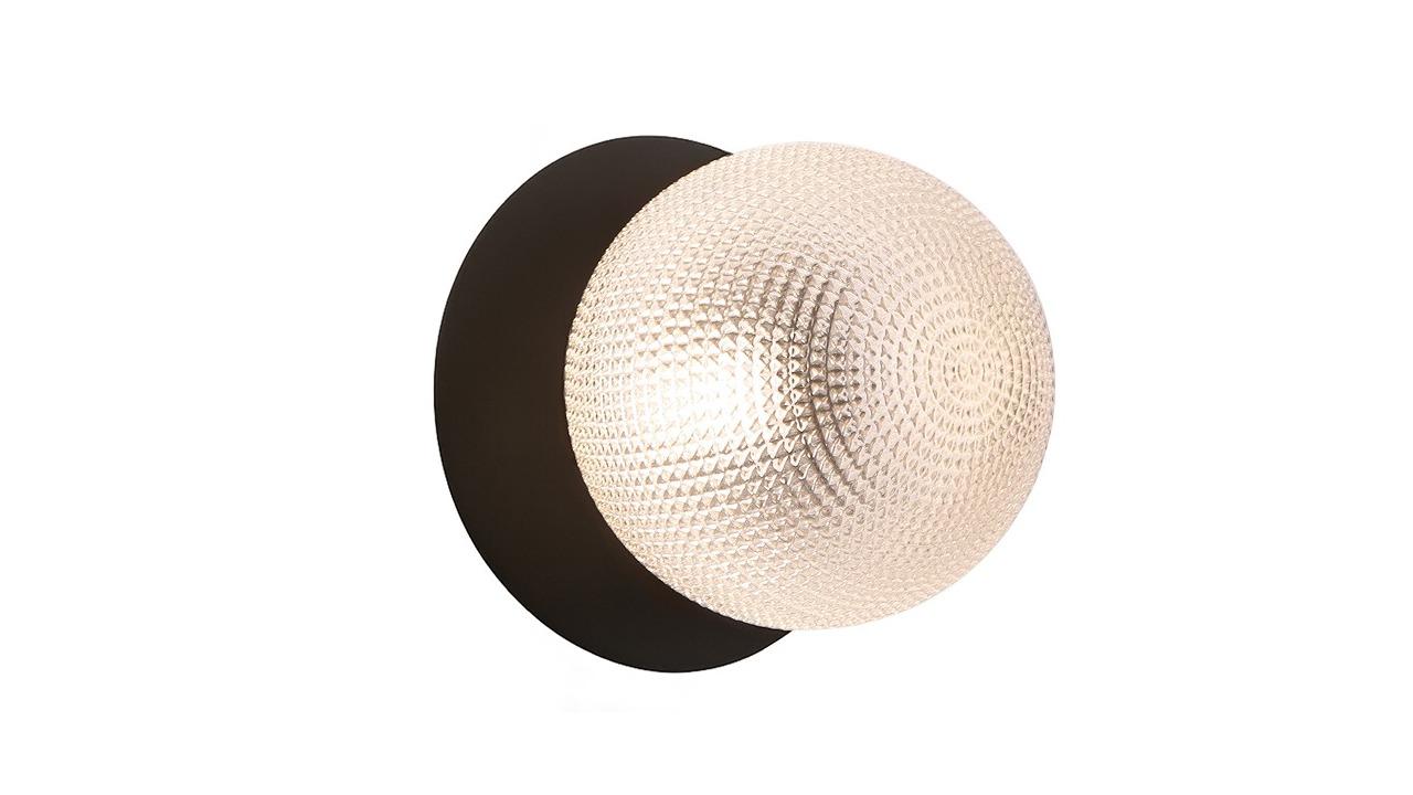 Lexi Lighting Odessa Diamond Cut Glass Warm White LED Wall Light with Black Base - Large