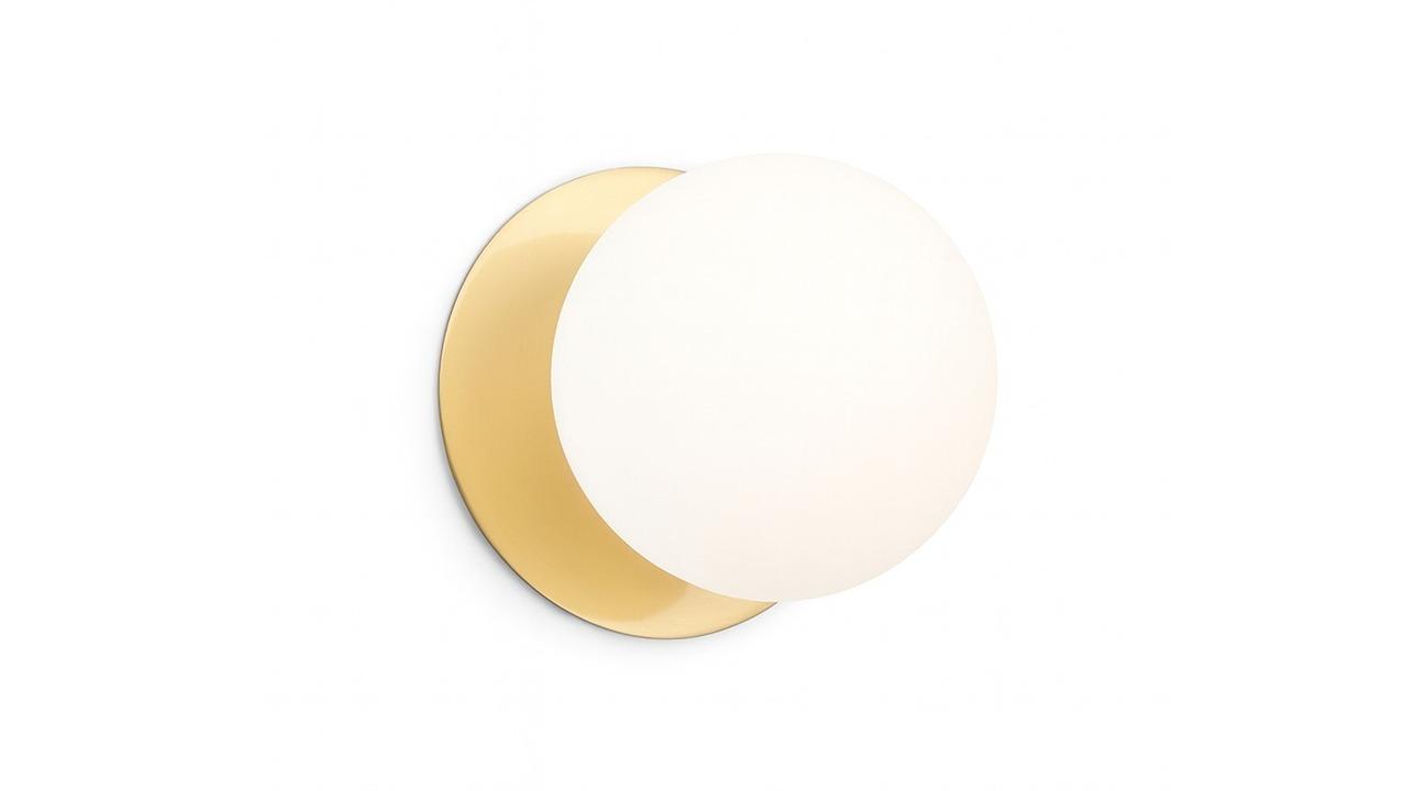 Lexi Lighting Odessa Opal Frosted Glass White LED Wall Light with Brass Base - Small