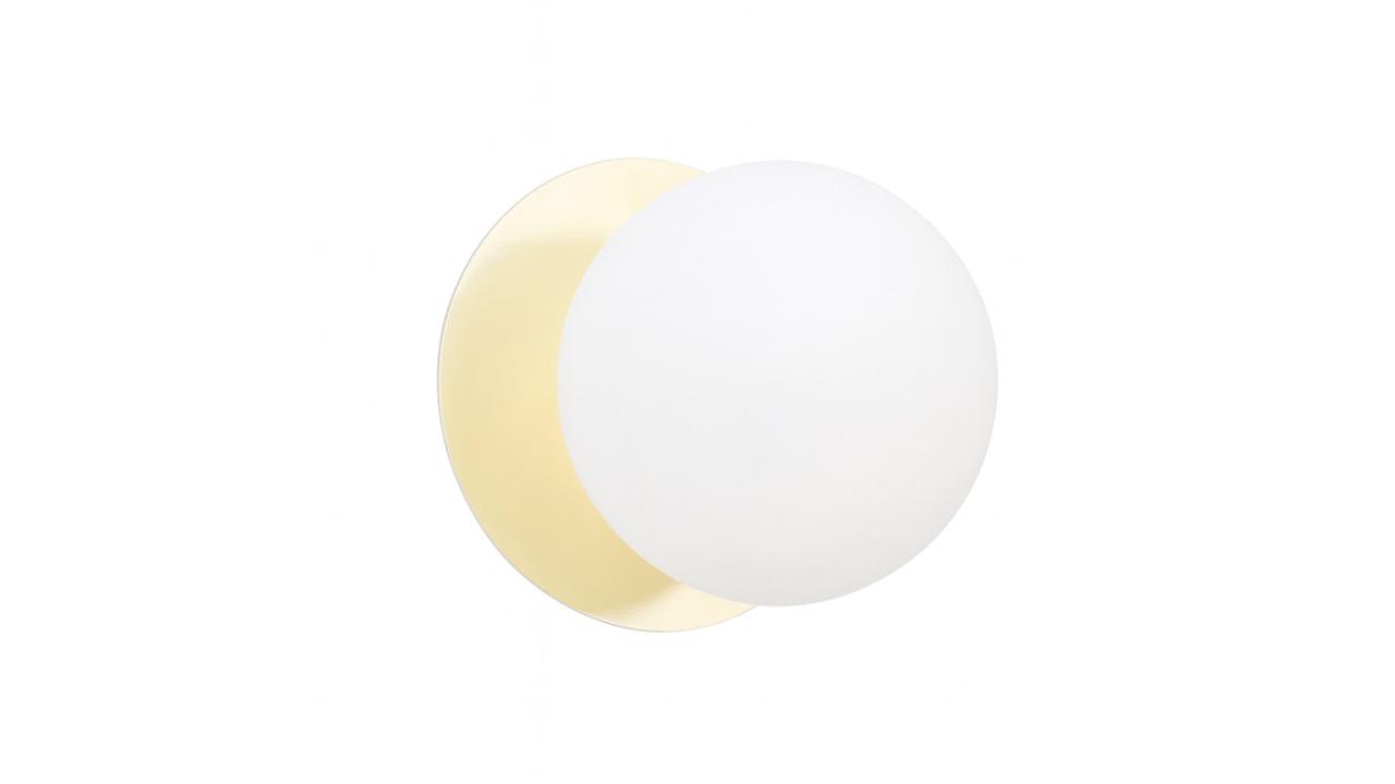 Odessa Opal Frosted Glass White LED Wall Light with Gold Base - Small