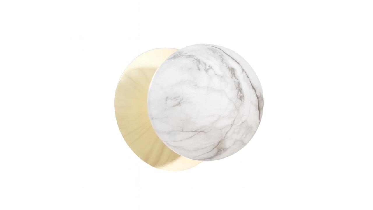 Odessa Marble Opal Glass White LED Wall Light with Gold Base - Small