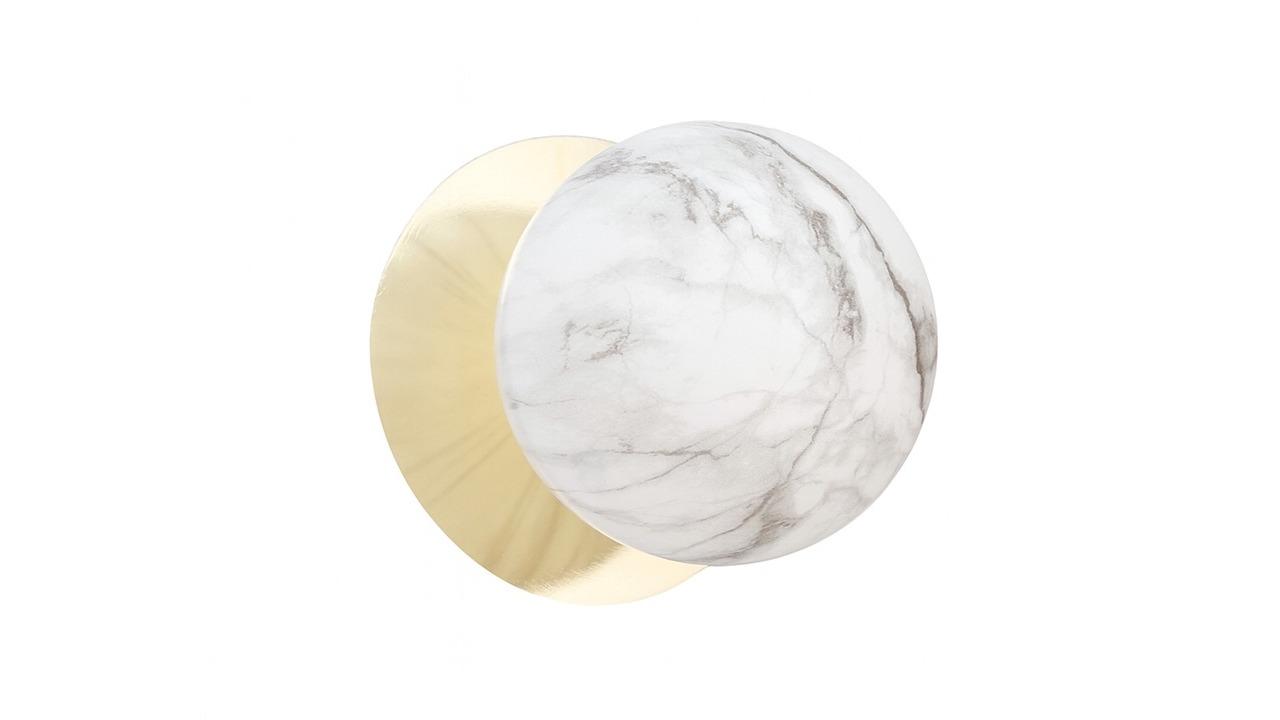 Lexi Lighting Odessa Marble Opal Glass White LED Wall Light with Gold Base - Large