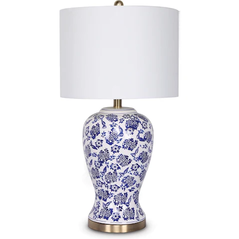 Sarantino Table Lamp with Ceramic Base Drum Shade