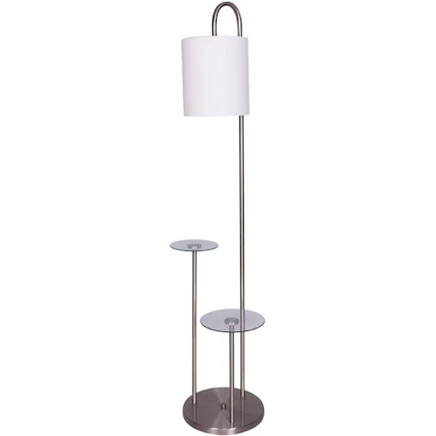 Sarantino Metal Floor Lamp with Glass Shelves