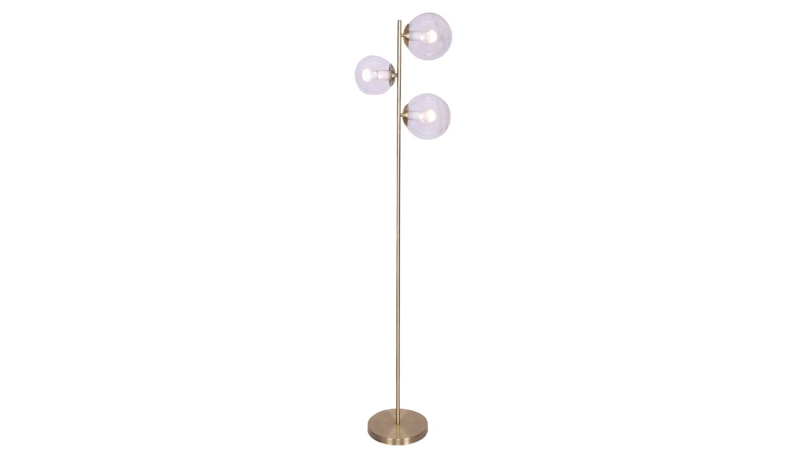 Sarantino 3-Light Gold Metal Floor Lamp with Glass Shades