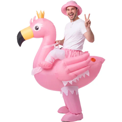 Inflatable One Size Pink Costume Ride On Flamingo Adult Party Suit