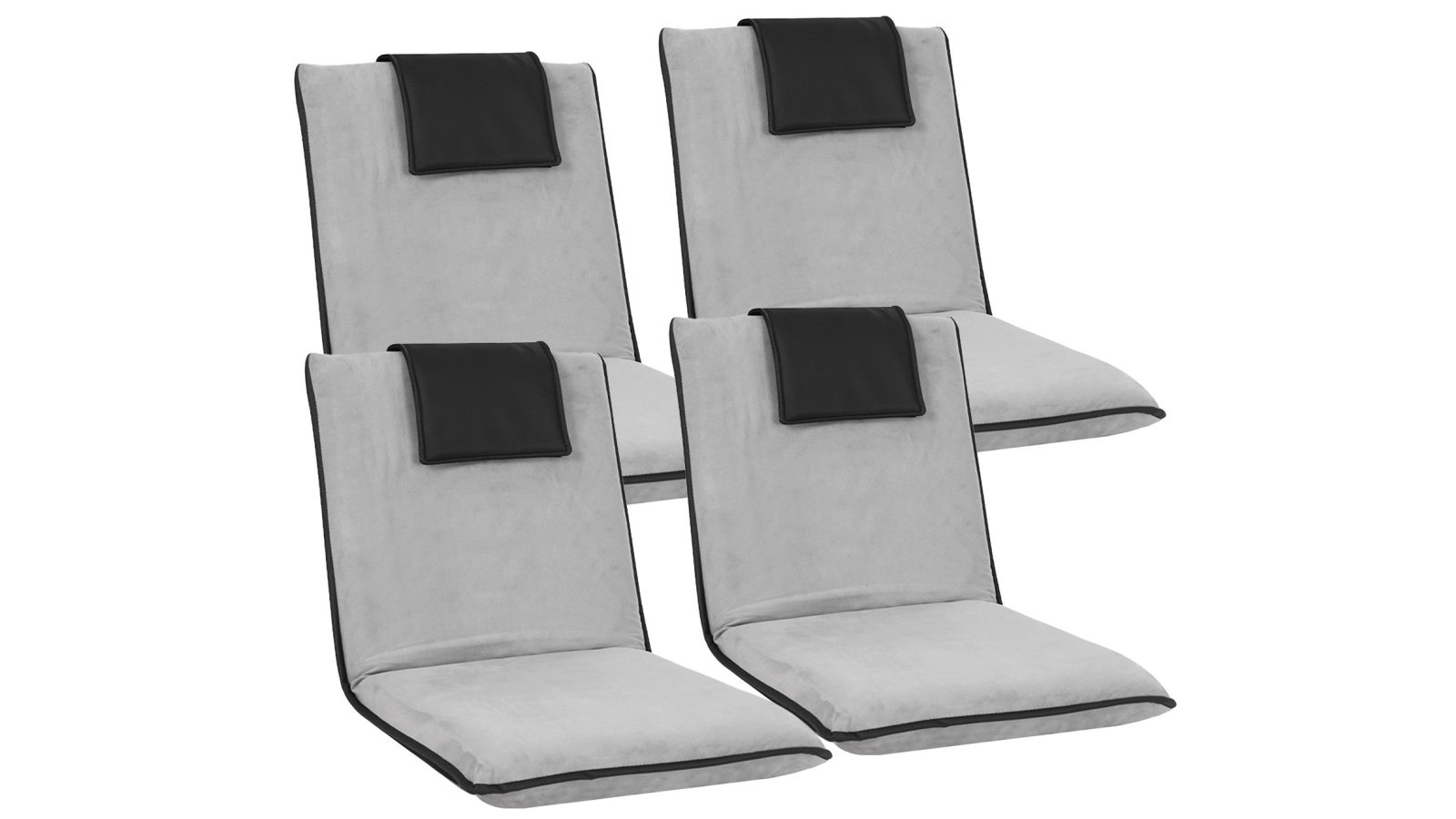 Artiss 4 x Floor Lounge Sofa Bed Floor Cushion Velvet - Grey