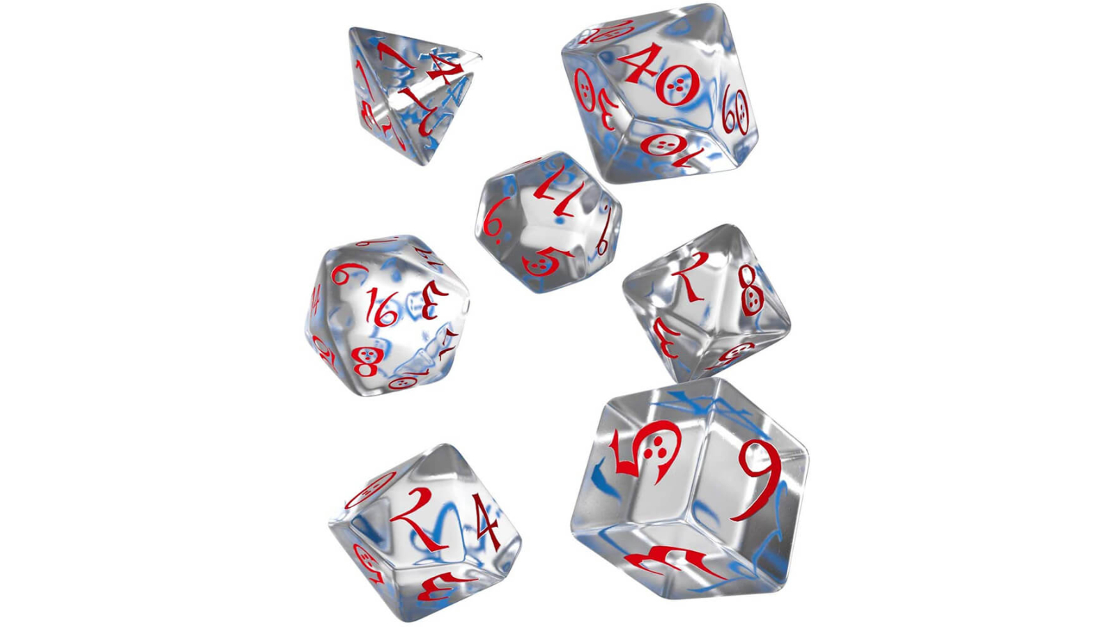 Latest Buys Q Workshop Set of 7 Classic RPG Transparent Red Elven Dice
