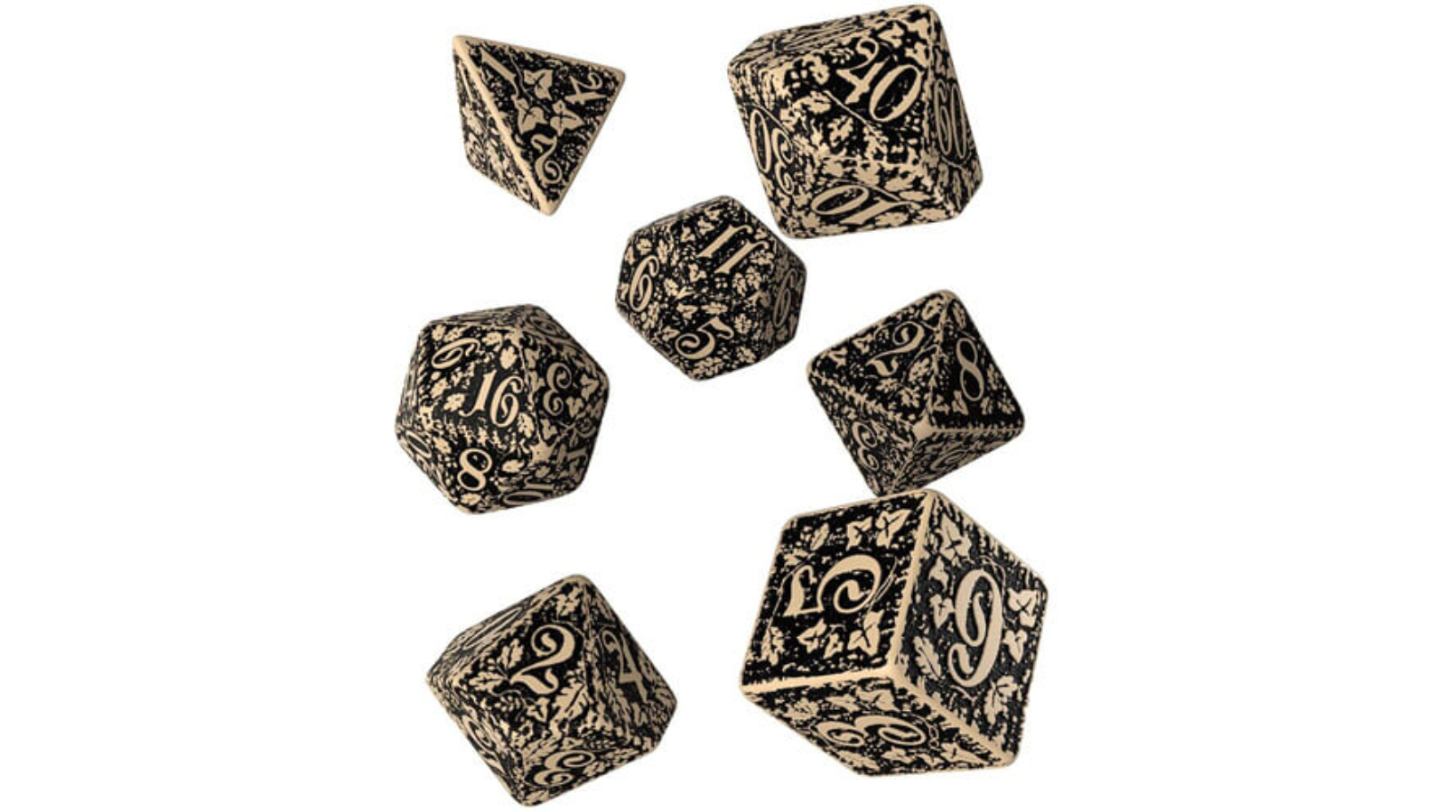 Latest Buys Q Workshop Set of 7 Forest 3D Dice - Beige/Black