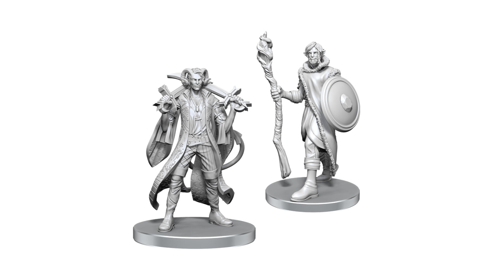 Critical Role Unpainted Miniatures Mollymauk Tealeaf and Caduceus Clay