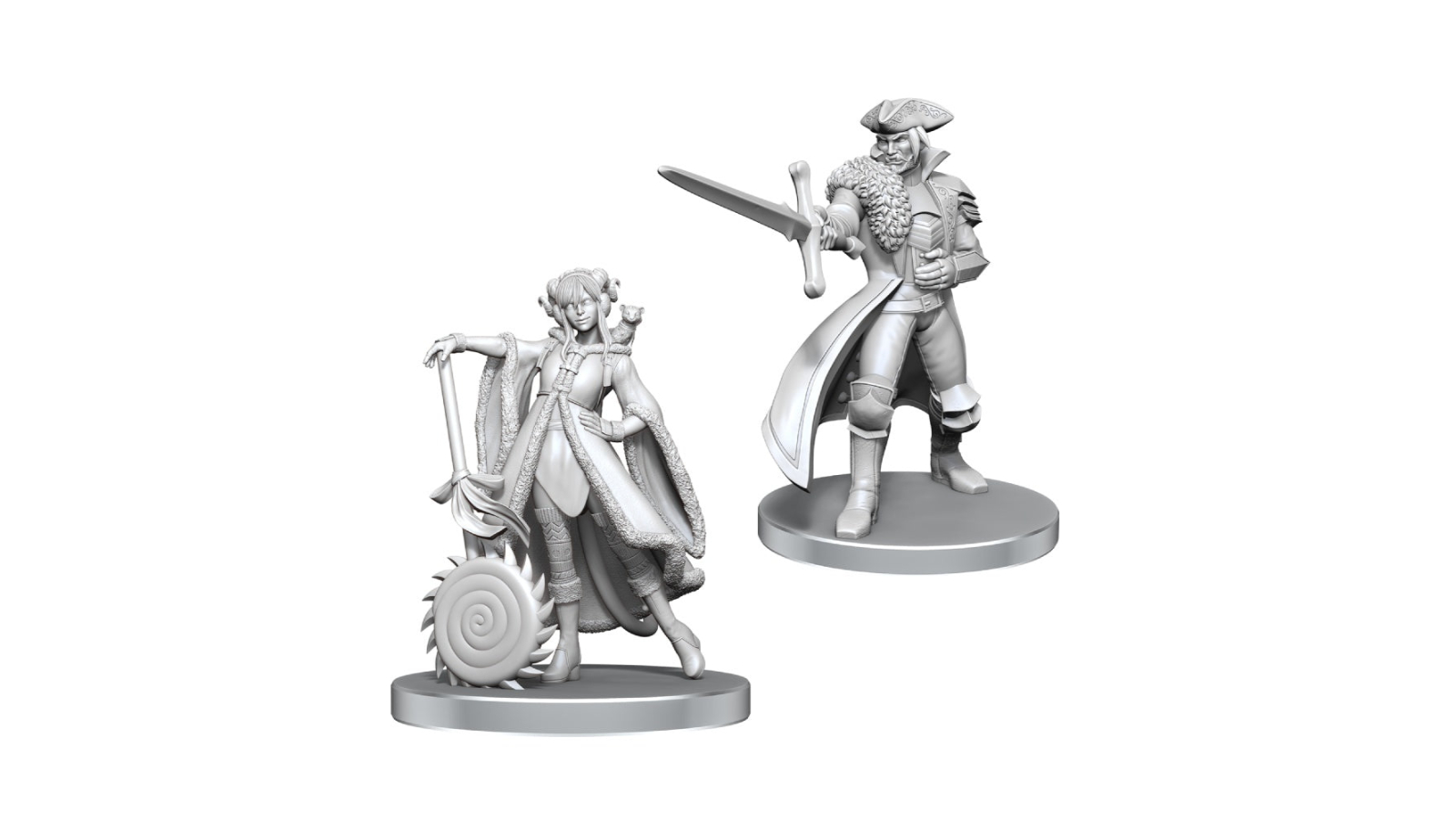 Critical Role Unpainted Miniatures Jester Lavorre and Fjord Stone