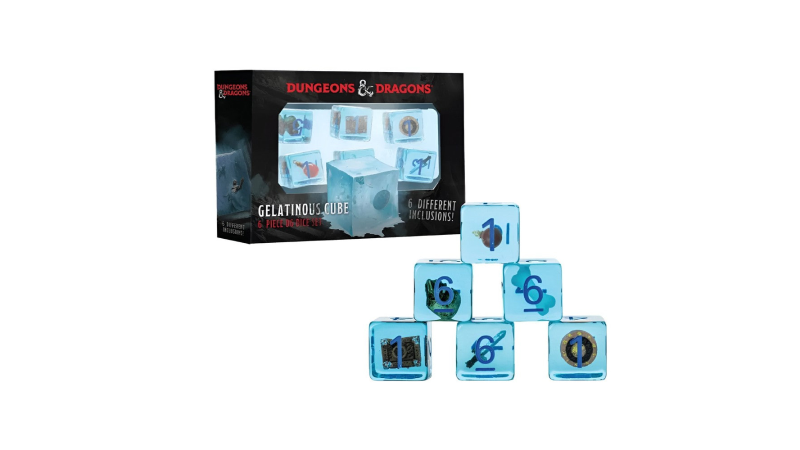 Fanroll Pack of 6 6D6 Dungeons and Dragons Gelatinous Cube