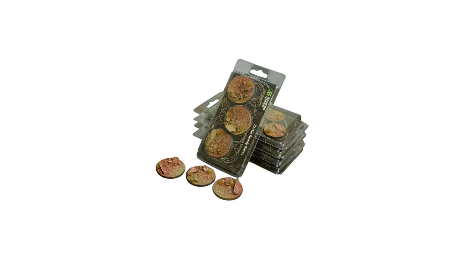 Gamers Grass 3 Piece Round Battle Ready Bases Badlands - 5cm
