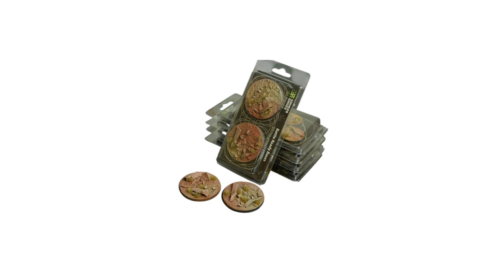 Gamers Grass 2 Piece Round Battle Ready Bases Badlands - 6cm