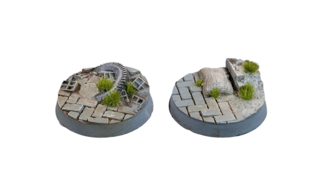 Gamers Grass 8 Piece Round Battle Ready Bases Urban Warfare - 3.2cm