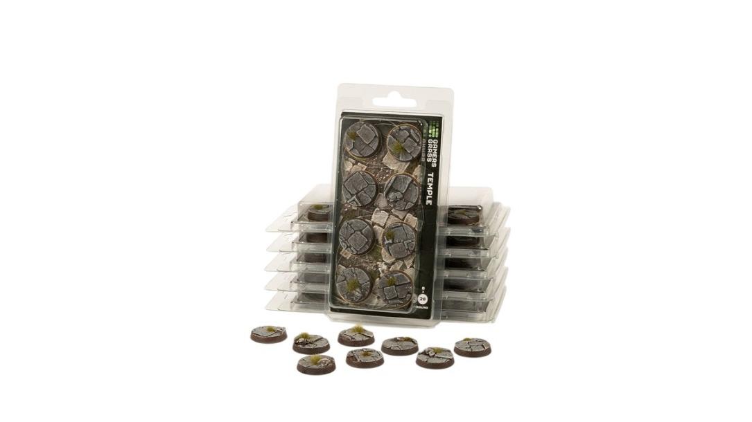 Gamers Grass 8 Piece Round Battle Ready Bases Temple - 2.8cm
