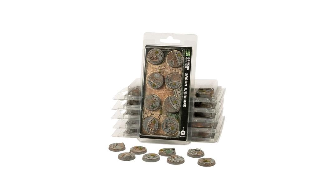 Gamers Grass 8 Piece Round Battle Ready Bases Urban Warfare - 2.8cm