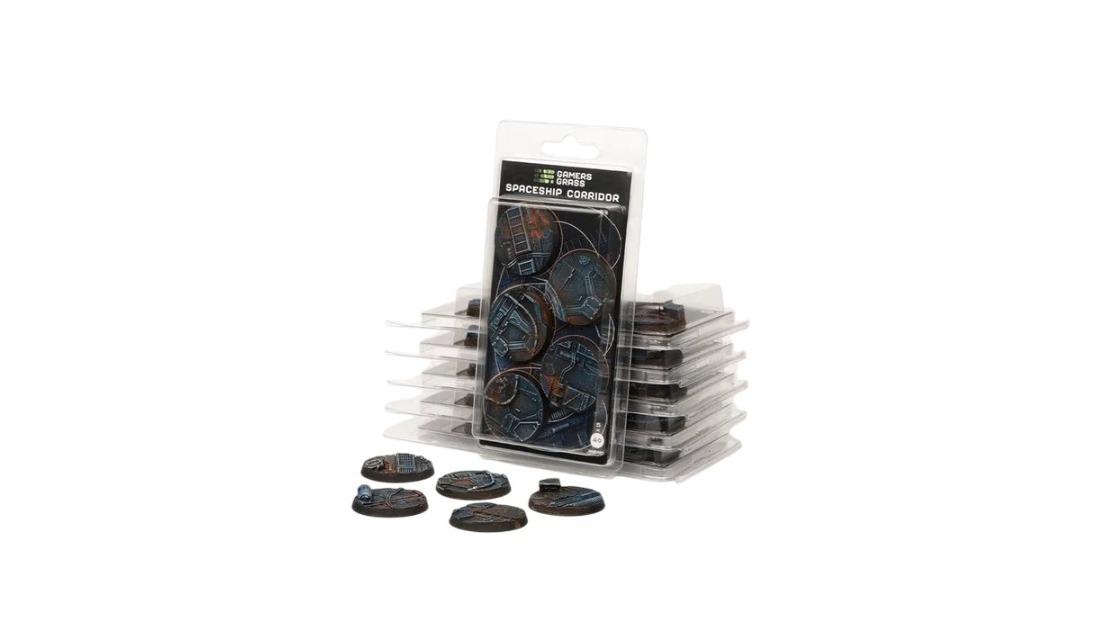 Gamers Grass 8 Piece Round Battle Ready Bases Spaceship Corridor - 3.2cm
