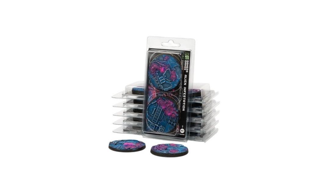 Gamers Grass 5 Piece Round Battle Ready Bases Alien Infestation - 4cm