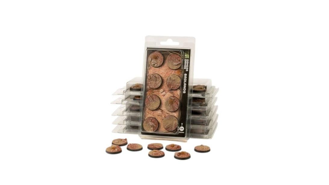 Gamers Grass 8 Piece Round Battle Ready Bases Badlands - 2.8cm