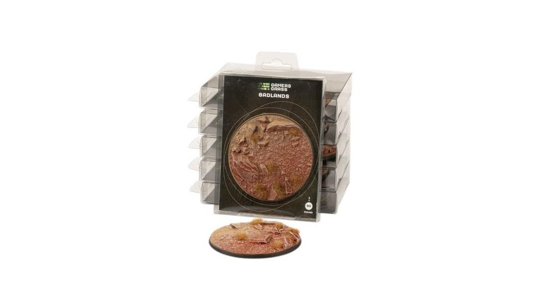 Gamers Grass Round Battle Ready Bases Badlands - 9cm