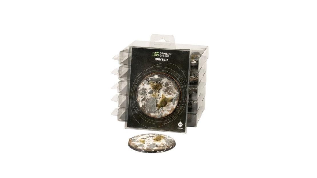 Gamers Grass Round Battle Ready Bases Winter - 8cm