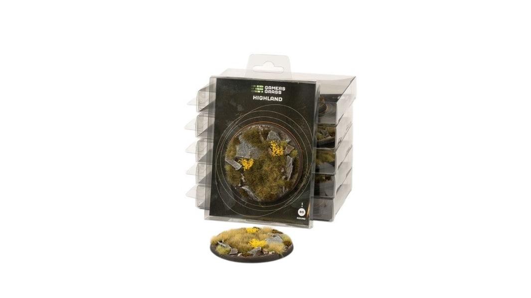 Gamers Grass Round Battle Ready Bases Highland - 8cm