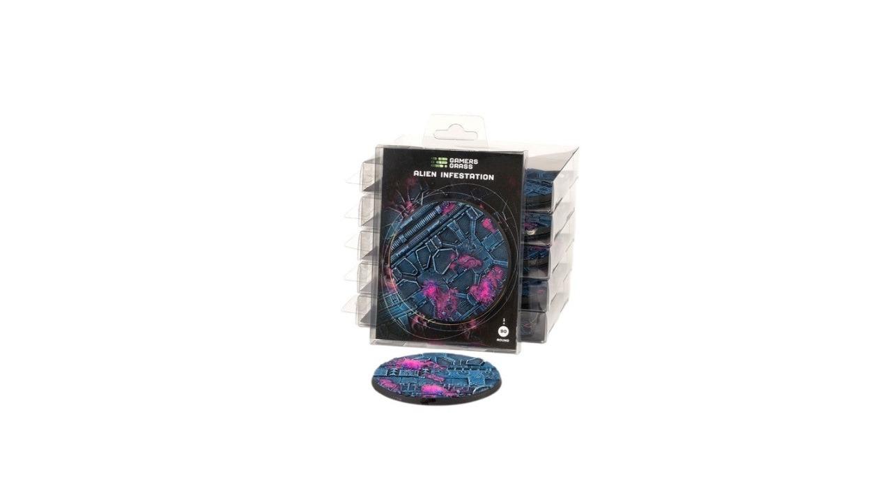 Gamers Grass Round Battle Ready Bases Alien Infestation - 8cm