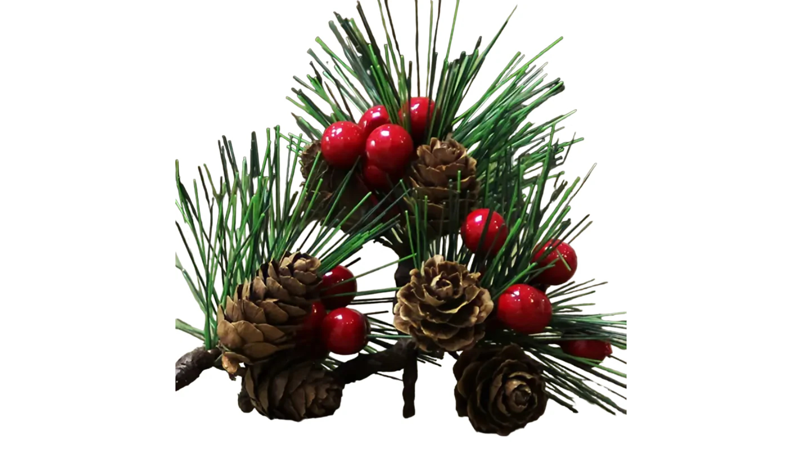 TM Artificial Christmas Pick Festive Red Berry Holly Branches - Set of 10