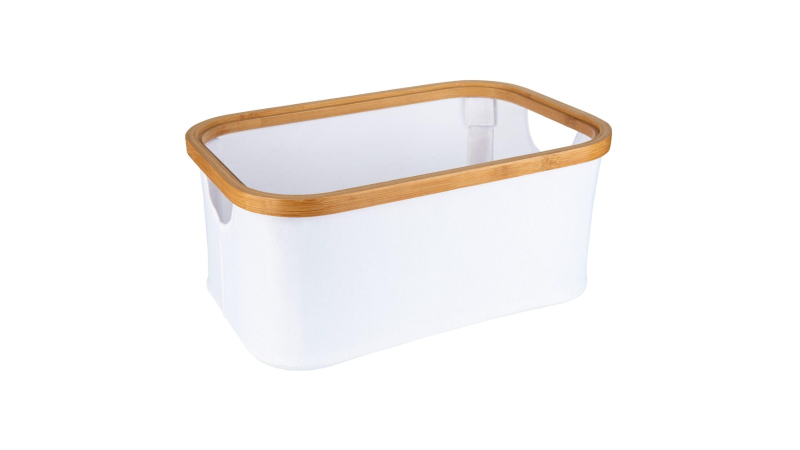 Little Label Co White Fabric Bamboo Linen Storage Basket - Medium