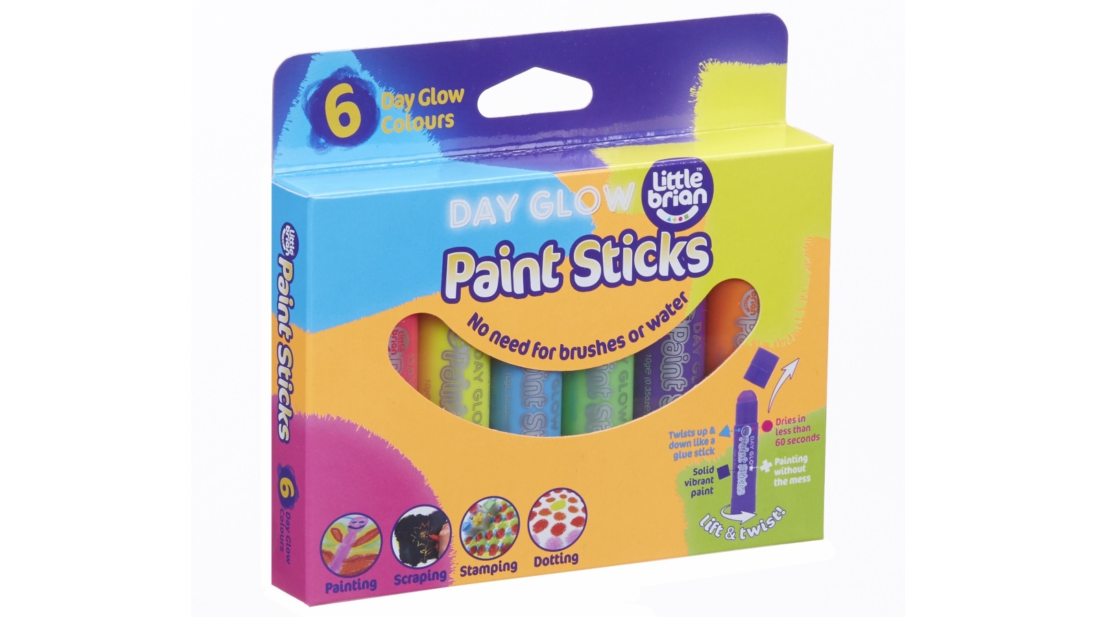 Little Brian Paint Sticks - Day Glow 6 Pack