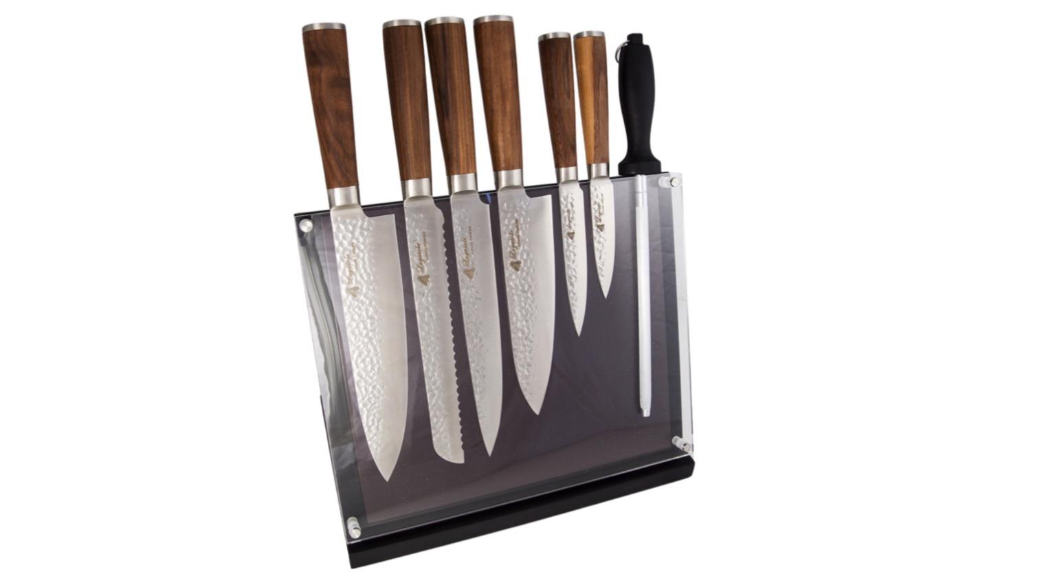 Laguiole By Louis Thiers 8 Piece Artisan Kitchen Knife Set with Magnetic Block