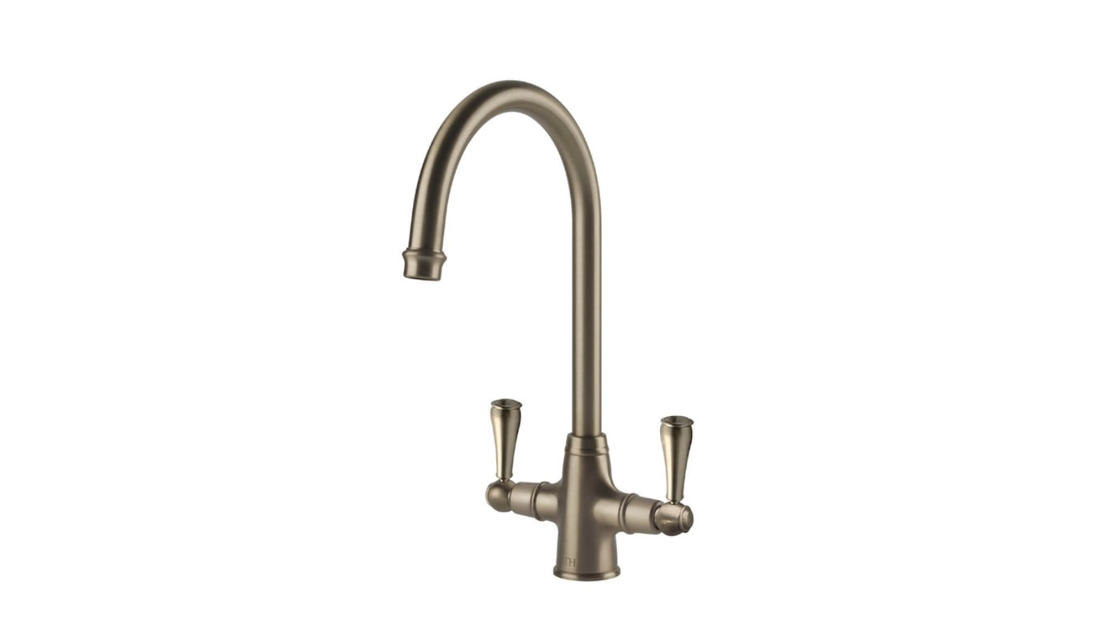 Turner Hasting Ludlow Double Mixer Tap with Metal Lever Handle - Brushed Nickel