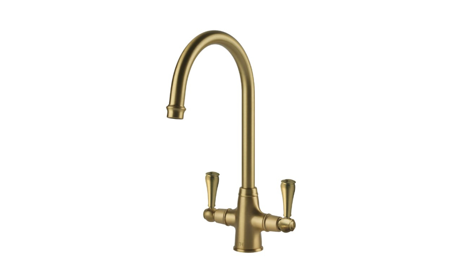 Turner Hasting Ludlow Double Mixer Tap with Metal Lever Handle - Brushed Brass